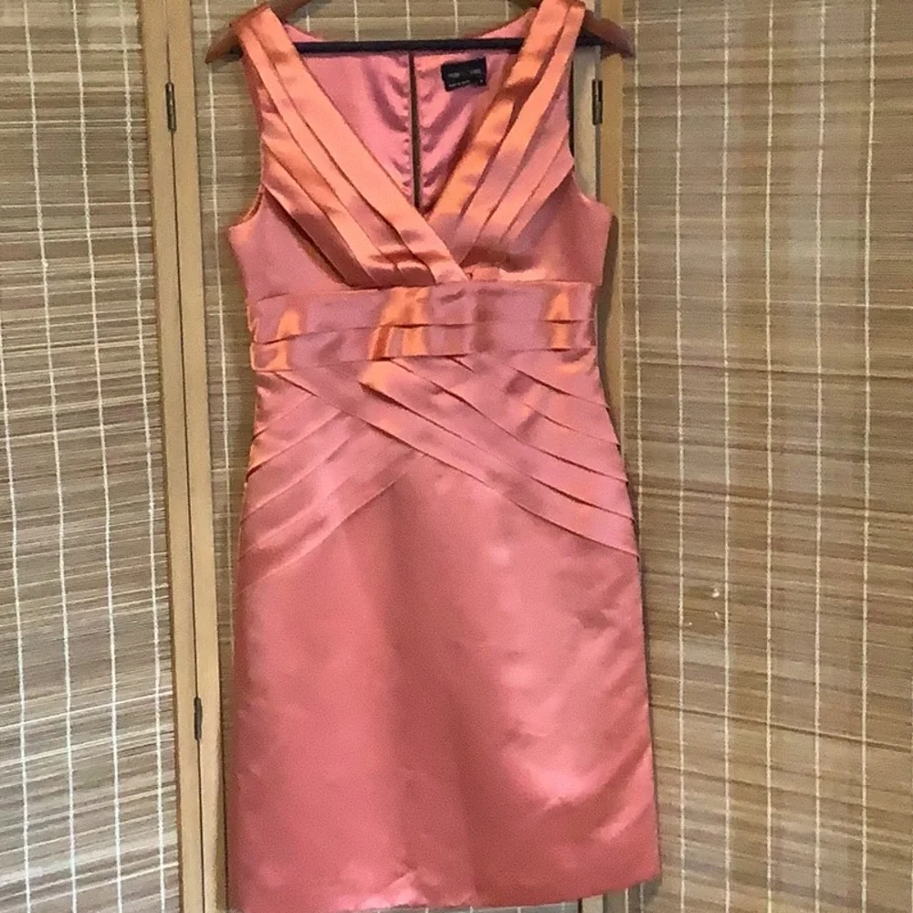 Max & Cleo Coral Satin Midi Dress - Picture 6 of 11